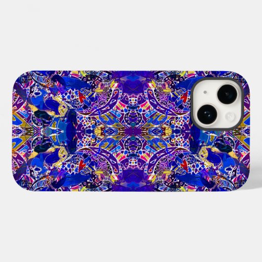 Kute blue abstracte elementen werpen kussen Case-Mate iPhone case (Achterkant (horizontaal))