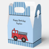 Kute Blue and Red Fire Truck Personalized Birthday Bedankdoosjes (Geopend)