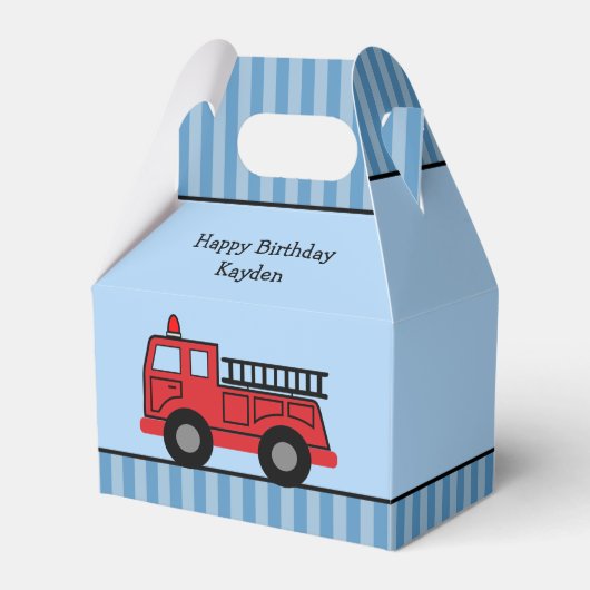 Kute Blue and Red Fire Truck Personalized Birthday Bedankdoosjes (Voorkant Zijde)