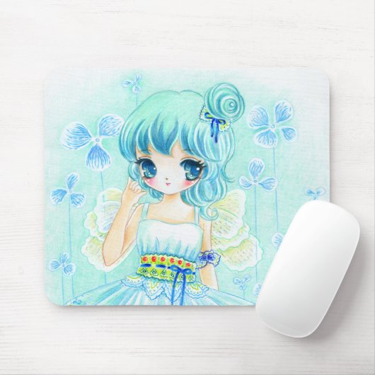 Kute blue anime fairy girl muismat (Met muis)