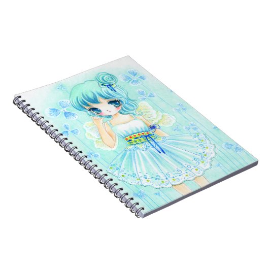 Kute blue anime fairy girl notitieboek (Rechterzijde)