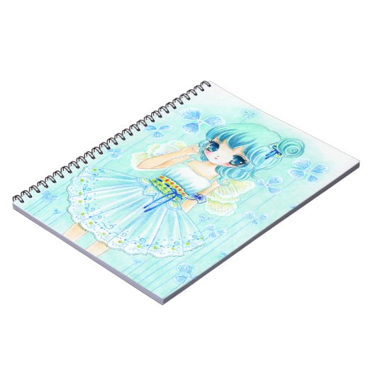 Kute blue anime fairy girl notitieboek (Linkerzijde)