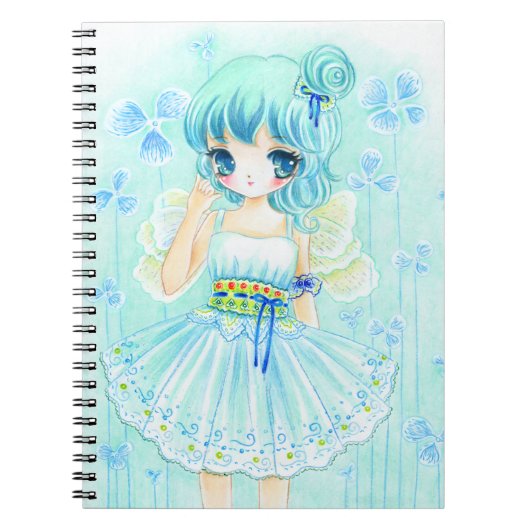 Kute blue anime fairy girl notitieboek (Voorkant)