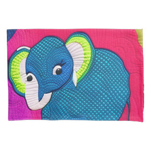 Kute Blue Baby Elephant - Quillike design Kussensloop