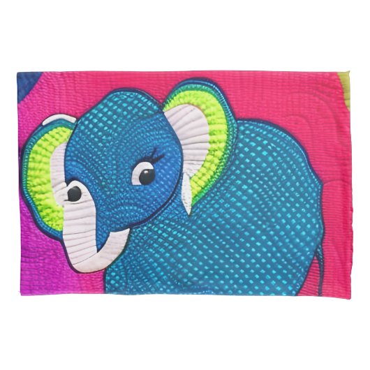 Kute Blue Baby Elephant - Quillike design Kussensloop (Voorkant)