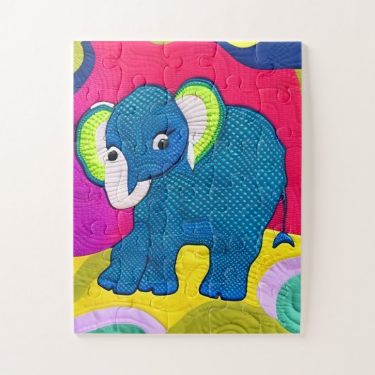 Kute Blue Baby Elephant - Quillike design Legpuzzel (Verticaal)