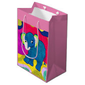 Kute Blue Baby Elephant - Quillike design Medium Cadeauzakje (Voorkant Gekanteld)