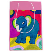 Kute Blue Baby Elephant - Quillike design Medium Cadeauzakje (Voorkant)