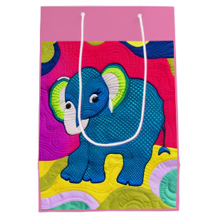 Kute Blue Baby Elephant - Quillike design Medium Cadeauzakje