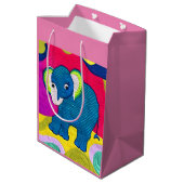 Kute Blue Baby Elephant - Quillike design Medium Cadeauzakje (Achterkant Gekanteld)