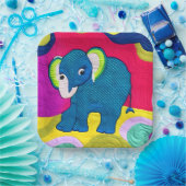Kute Blue Baby Elephant - Quillike design Papieren Bordje (Feest)