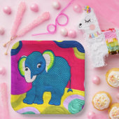 Kute Blue Baby Elephant - Quillike design Papieren Bordje (Feest)