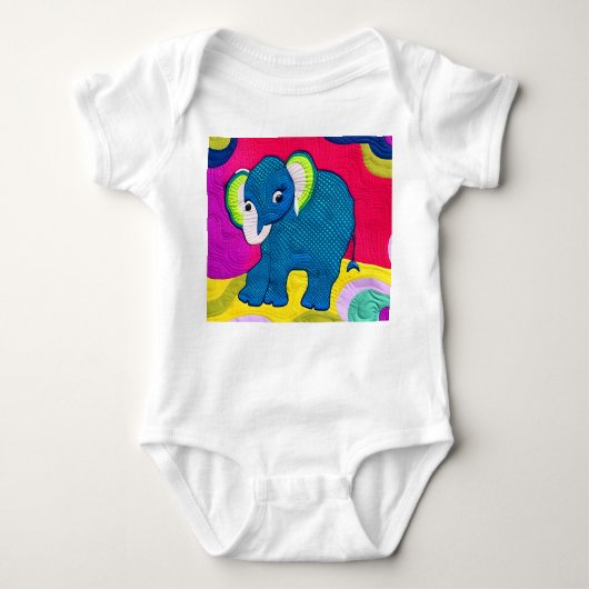 Kute Blue Baby Elephant - Quillike design Romper (Voorkant)