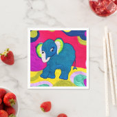 Kute Blue Baby Elephant - Quillike design Servet (Insitu)