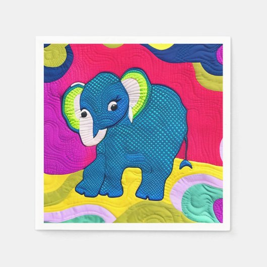 Kute Blue Baby Elephant - Quillike design Servet (Voorkant)