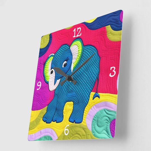 Kute Blue Baby Elephant - Quillike design Vierkante Klok (Hoek)