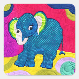 Kute Blue Baby Elephant - Quillike design Vierkante Sticker