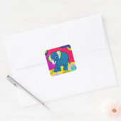 Kute Blue Baby Elephant - Quillike design Vierkante Sticker (Envelop)