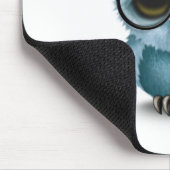 Kute Blue Baby Owl Wearing Glasses on White Muismat (Hoek)