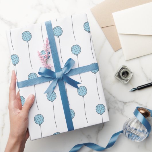 Kute Blue-ballonnen met pokadots-patroon Cadeaupapier (Geschenken)