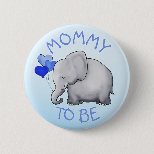 Kute Blue Balloons Elephant Baby shower Mam-to-be Ronde Button 5,7 Cm (Voorkant)