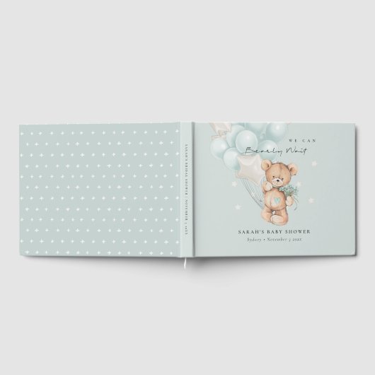 Kute Blue Barly Wait Beer Balloon Baby shower Gastenboek (Volledig)