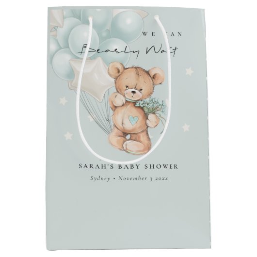 Kute Blue Barly Wait Beer Balloon Baby shower Medium Cadeauzakje (Voorkant)