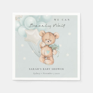 Kute Blue Barly Wait Beer Balloon Baby shower Servet