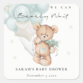 Kute Blue Barly Wait Beer Balloon Baby shower Vierkante Sticker (Voorkant)