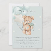 Kute Blue Beer Barly Wait Balloon Baby shower Bedankkaart (Voorkant)