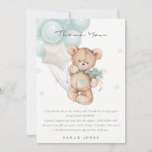 Kute Blue Beer Barly Wait Balloon Baby shower Bedankkaart (Voorkant)