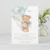 Kute Blue Beer Barly Wait Balloon Baby shower Bedankkaart (Staand voorkant)