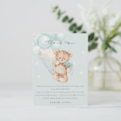 Kute Blue Beer Barly Wait Balloon Baby shower Briefkaart (Staand voorkant)