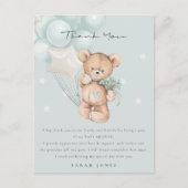Kute Blue Beer Barly Wait Balloon Baby shower Briefkaart (Voorkant)
