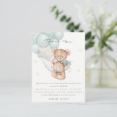 Kute Blue Beer Barly Wait Balloon Baby shower Briefkaart (Staand voorkant)