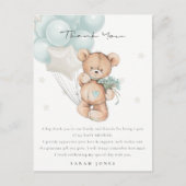 Kute Blue Beer Barly Wait Balloon Baby shower Briefkaart (Voorkant)