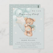 Kute Blue Beer Barly Wait Balloon Baby shower Briefkaart (Voorkant / Achterkant)