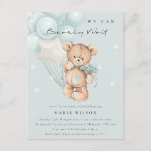 Kute Blue Beer Barly Wait Balloon Baby shower Briefkaart