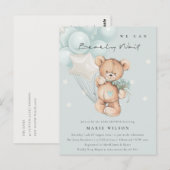 Kute Blue Beer Barly Wait Balloon Baby shower Briefkaart (Voorkant / Achterkant)