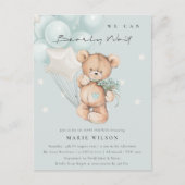 Kute Blue Beer Barly Wait Balloon Baby shower Briefkaart (Voorkant)