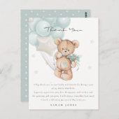 Kute Blue Beer Barly Wait Balloon Baby shower Briefkaart (Voorkant / Achterkant)