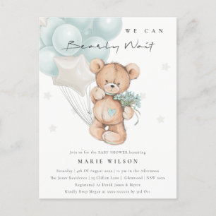 Kute Blue Beer Barly Wait Balloon Baby shower Briefkaart