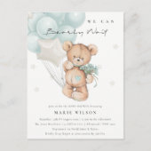 Kute Blue Beer Barly Wait Balloon Baby shower Briefkaart (Voorkant)