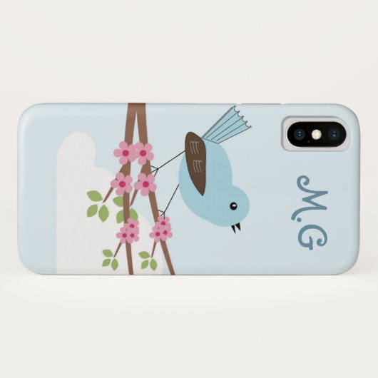 Kute Blue Bird in Blossom Tree Case-Mate iPhone Case (Achterkant (horizontaal))
