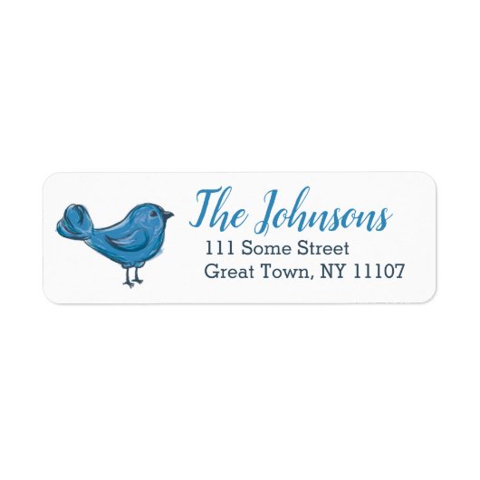 Kute Blue Bird Return Address Labels (Voorkant)