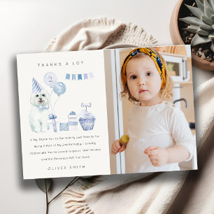 Kute Blue Boys Dog Elke leeftijd foto Bedankkaart