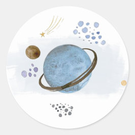 Kute Blue Buitenspace Planets Galaxy Ronde Sticker