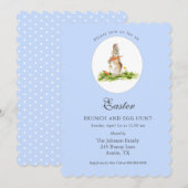 Kute blue Bunny Easter brunch & Egg-jacht Feestdagenkaart (Voorkant / Achterkant)