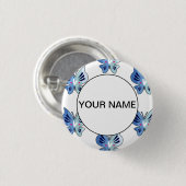 Kute Blue Butterflies Ronde Button 3,2 Cm (Voorkant /achterkant)