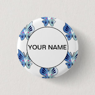 Kute Blue Butterflies Ronde Button 3,2 Cm